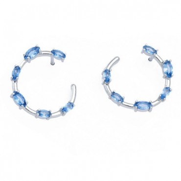 Ασημένια σκουλαρίκια με πέτρες aqua-marine Ασημένια σκουλαρίκια με πέτρες aqua-marine