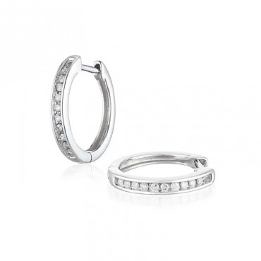 Ασημένιοι κρίκοι με ζιργκόν πέτρες σε λευκό χρώμα 