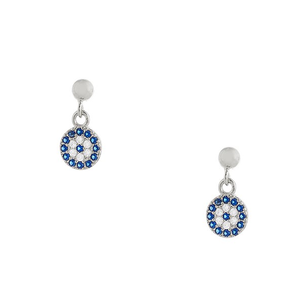 Ασημένια κουμπωτά σκουλαρίκια με μικρό κρεμαστό μάτι 