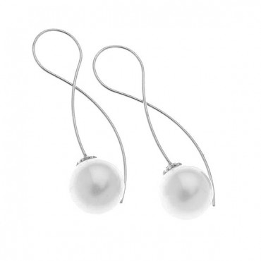 Ασημένια σκουλαρίκια με μεγάλη πέρλα 