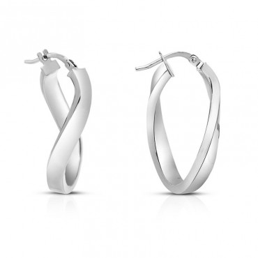 Ασημένιοι κρίκοι με στριφτό οβάλ σχήμα 