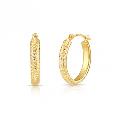 Ασημένιοι επίχρυσοι κρίκοι με διαμανταρισμένο σκάλισμα 