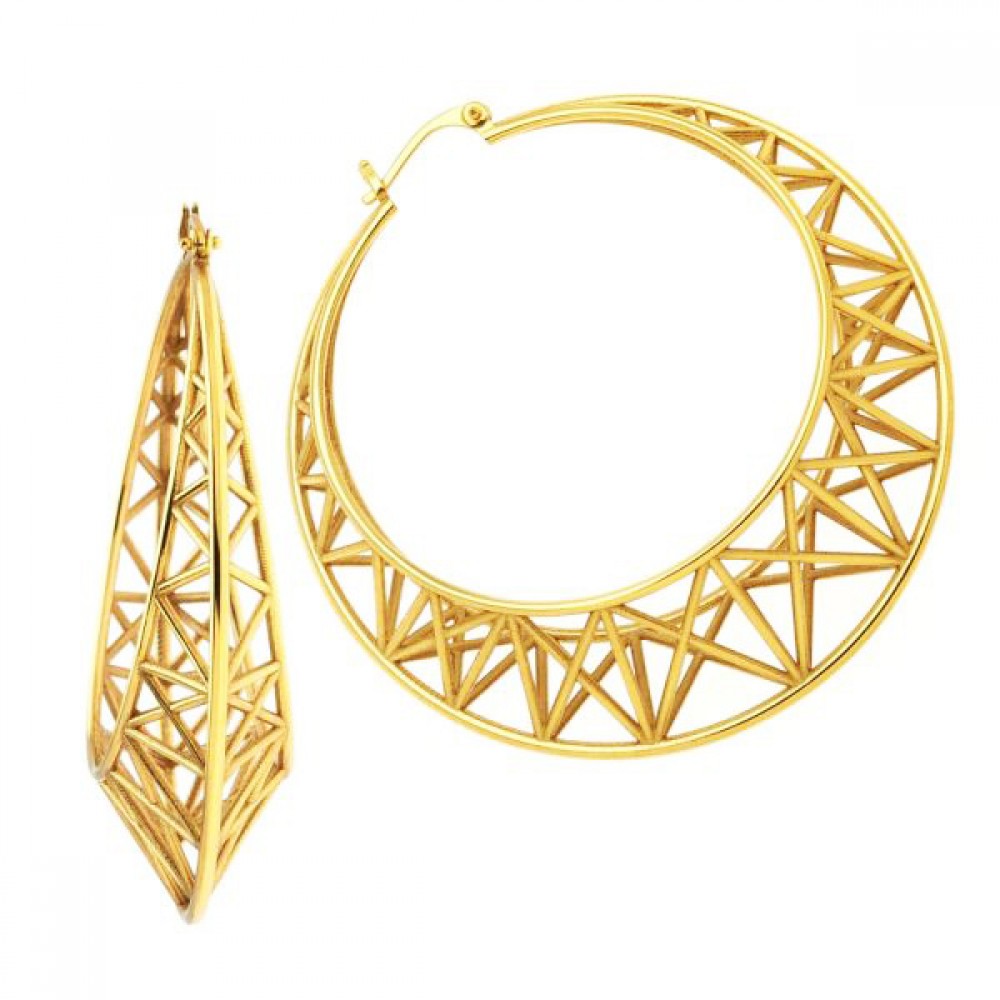 Ασημένιοι και επιχρυσωμένοι κρίκοι μεγάλου μεγέθους με ακτινωτό σχήμα Ασημένιοι και επιχρυσωμένοι κρίκοι μεγάλου μεγέθους με ακτινωτό σχήμα