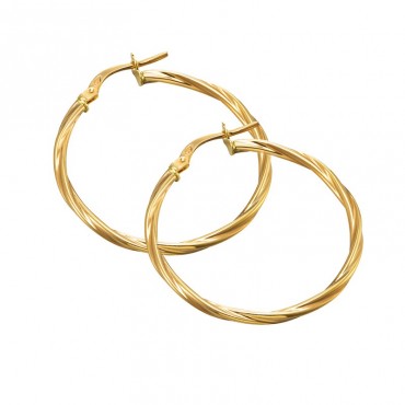 Ασημένιοι επίχρυσοι κρίκοι με στριφτό σχήμα 