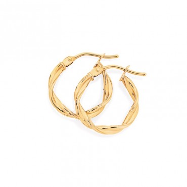 Ασημένιοι επίχρυσοι κρίκοι με στριφτό σχήμα 