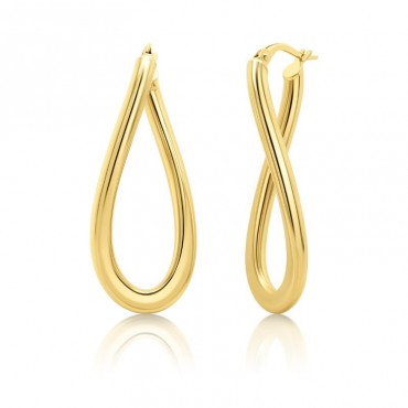 Ασημένιοι επίχρυσοι οβάλ κρίκοι με λουστρέ φινίρισμα 