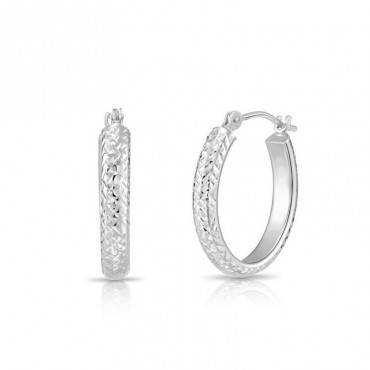 Ασημένιοι κρίκοι με διαμανταρισμένο σκάλισμα