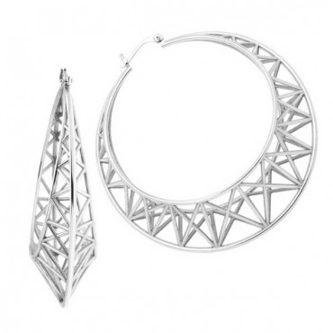 Ασημένιοι κρίκοι μεγάλου μεγέθους με ακτινωτό σχήμα Ασημένιοι κρίκοι μεγάλου μεγέθους με ακτινωτό σχήμα