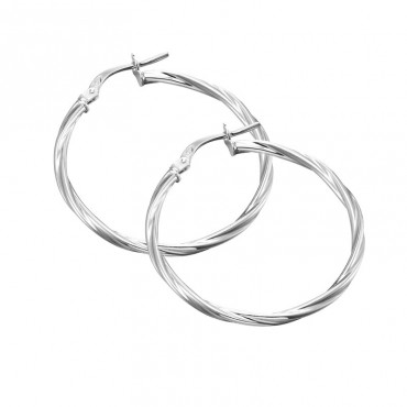 Ασημένιοι κρίκοι με στριφτό σχήμα