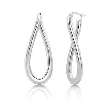 Ασημένιοι οβάλ κρίκοι με λουστρέ φινίρισμα