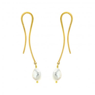 Ασημένια χειροποίητα σκουλαρίκια με μαργαριτάρι