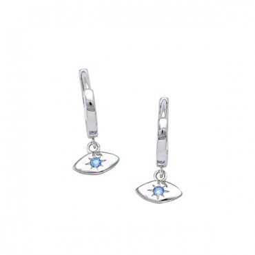 Ασημένια μικρά κρικάκια με κρεμαστό μάτι 