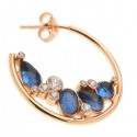 Ασημένια σκουλαρίκια με πέτρες ζιργκόν και μπλε κρύσταλλα
