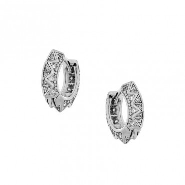 Ασημένια σκουλαρίκια μικροί κρίκοι με πέτρες