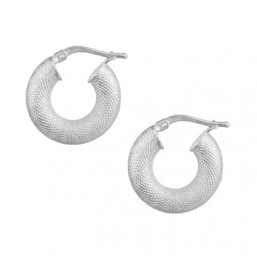 Ασημένιοι χοντροί κρίκοι με "snake" φινίρισμα 