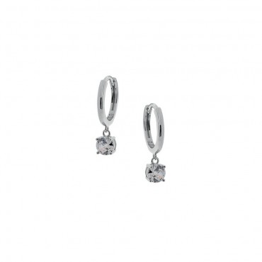 Ασημένια μικρά κρικάκια με κρεμαστή πέτρα