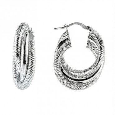 Ασημένια σκουλαρίκια τριπλοί κρίκοι 