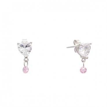 Ασημένια κουμπωτά σκουλαρίκια με σχήμα καρδιάς Ασημένια κουμπωτά σκουλαρίκια με σχήμα καρδιάς