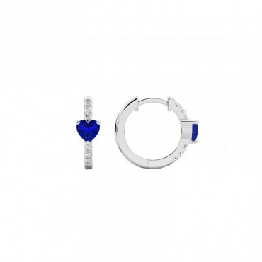 Ασημένιοι μικροί κρίκοι με μπλε καρδιά 