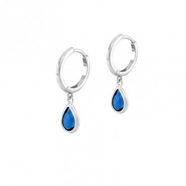 Ασημένια μικρά κρικάκια με μπλε πέτρα