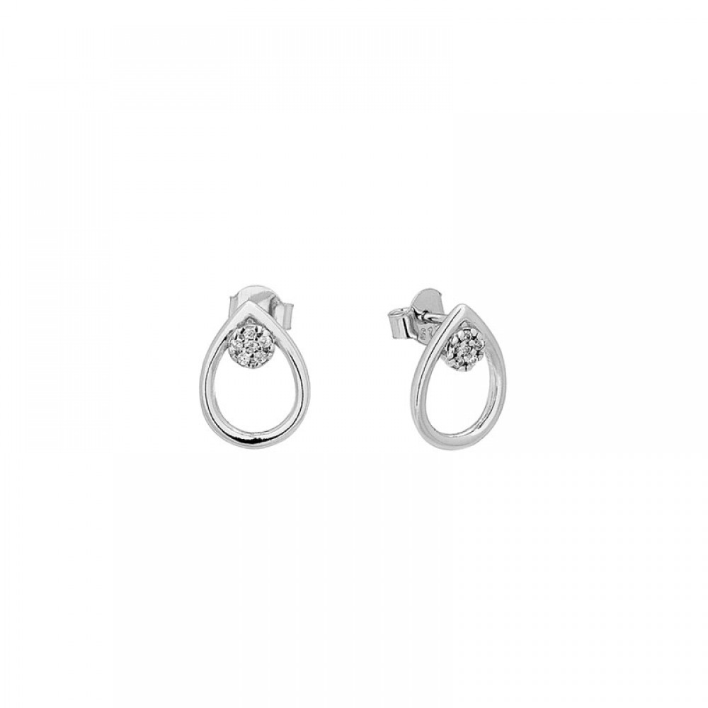 Ασημένια κουμπωτά σκουλαρίκια με σχήμα σταγόνας και πέτρες ζιργκόν Ασημένια κουμπωτά σκουλαρίκια με σχήμα σταγόνας και πέτρες ζιργκόν