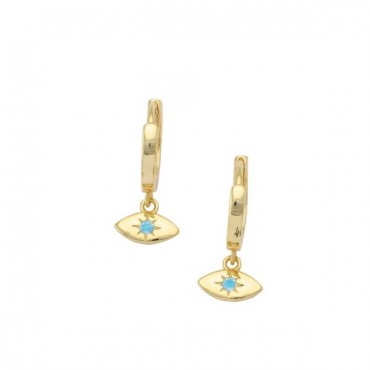 Ασημένιοι επίχρυσοι μικροί κρίκοι με κρεμαστό μάτι  