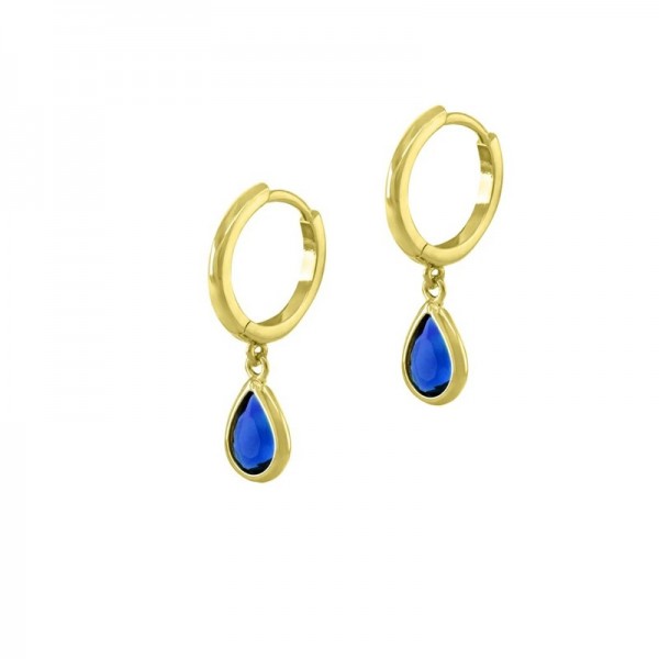 Ασημένια επίχρυσα μικρά κρικάκια με μπλε πέτρες