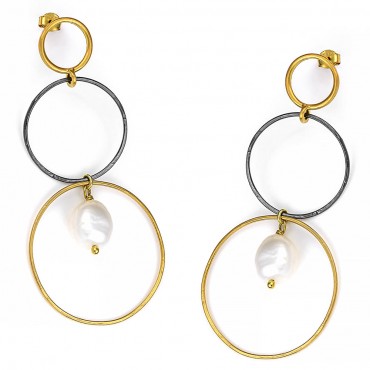 Ασημένια χειροποίητα σκουλαρίκια με μαργαριτάρι