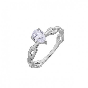 Ασημένιο δαχτυλίδι μονόπετρο