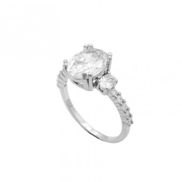 Ασημένιο δαχτυλίδι μονόπετρο με οβάλ πέτρες ζιργκόν