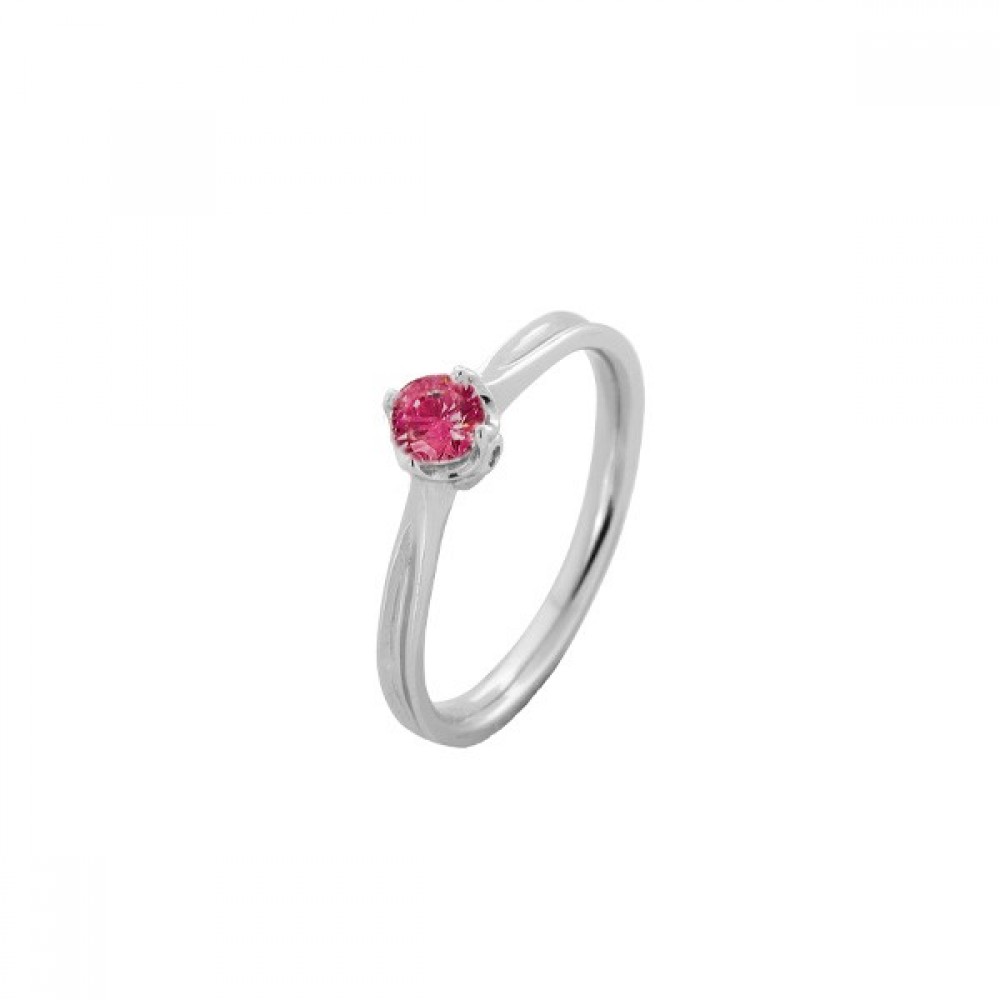 Ασημένιο μονόπετρο δαχτυλίδι με διακριτική πέτρα ζιργκόν - χρώμα ματζέντα Ασημένιο μονόπετρο δαχτυλίδι με διακριτική πέτρα ζιργκόν - χρώμα ματζέντα