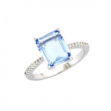 Ασημένιο δαχτυλίδι με τετράγωνη μπλε πέτρα ζιργκόν Ασημένιο δαχτυλίδι με τετράγωνη μπλε πέτρα ζιργκόν