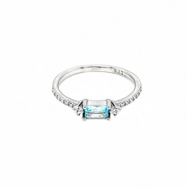 Ασημένιο δαχτυλίδι με πέτρα aqua-marine