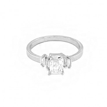 Ασημένιο δαχτυλίδι με λευκές πέτρες ζιργκόν παγιέτα 