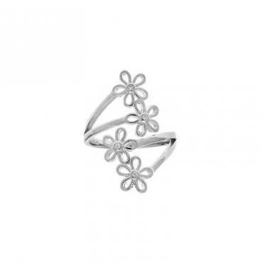 Ασημένιο δαχτυλίδι με αντικρυστές μαργαρίτες