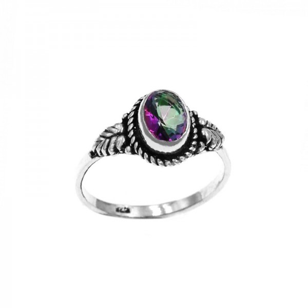 Ασημένιο δαχτυλίδι με ημιπολύτιμη πέτρα mystic-topaz
