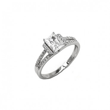 Ασημένιο δαχτυλίδι μονόπετρο 