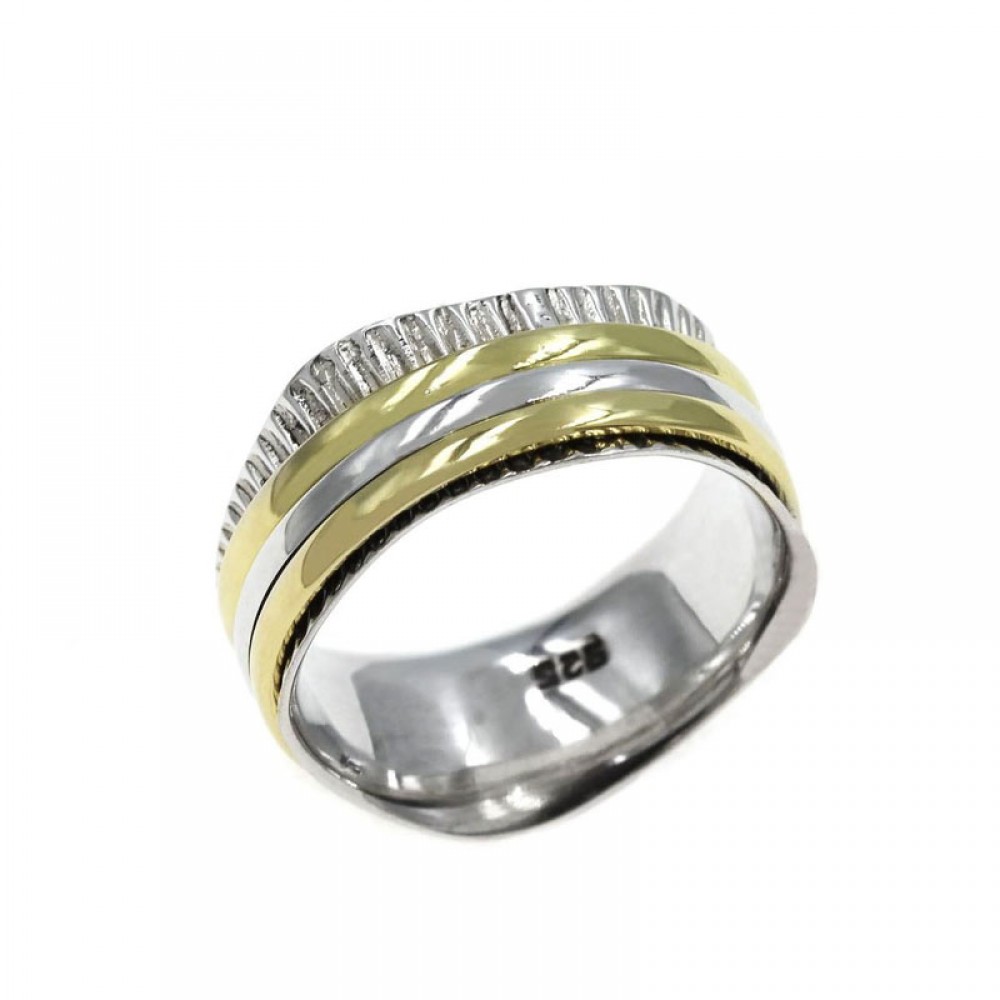 Ασημένιο δαχτυλίδι (spinner) με σκάλισμα και περιστρεφόμενα βεράκια Ασημένιο δαχτυλίδι (spinner) με σκάλισμα και περιστρεφόμενα βεράκια