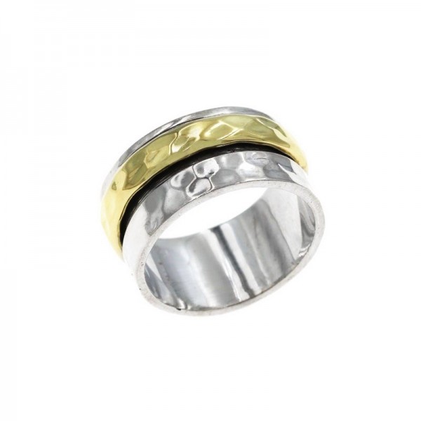 Ασημένιο (spinner) σφυρήλατο δαχτυλίδι με περιστρεφόμενη βέρα 