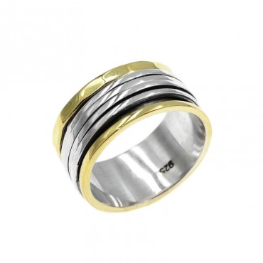 Ασημένιο δαχτυλίδι (spinner) με τέσσερα περιστρεφόμενα βεράκια 