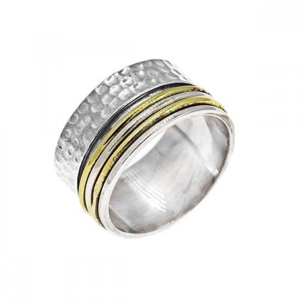 Ασημένιο φαρδύ δαχτυλίδι (spinner) με περιστρεφόμενα βεράκια Ασημένιο φαρδύ δαχτυλίδι (spinner) με περιστρεφόμενα βεράκια