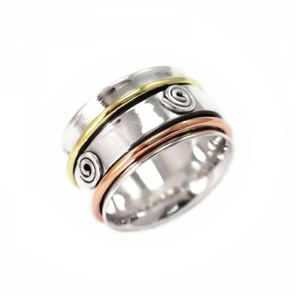 Ασημένιο δαχτυλίδι (spinner) με τρία περιστρεφόμενα βεράκια