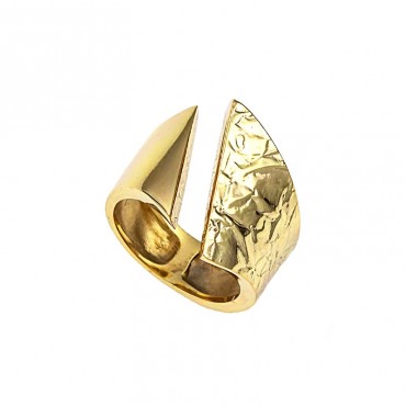 Ασημένιο χειροποίητο δαχτυλίδι με επιχρύσωση 24Κ για το μικρό δάχτυλό (chevalier)