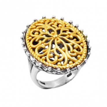 Ασημένιο βυζαντινό δαχτυλίδι χειροποίητο με εντυπωσιακό σκάλισμα