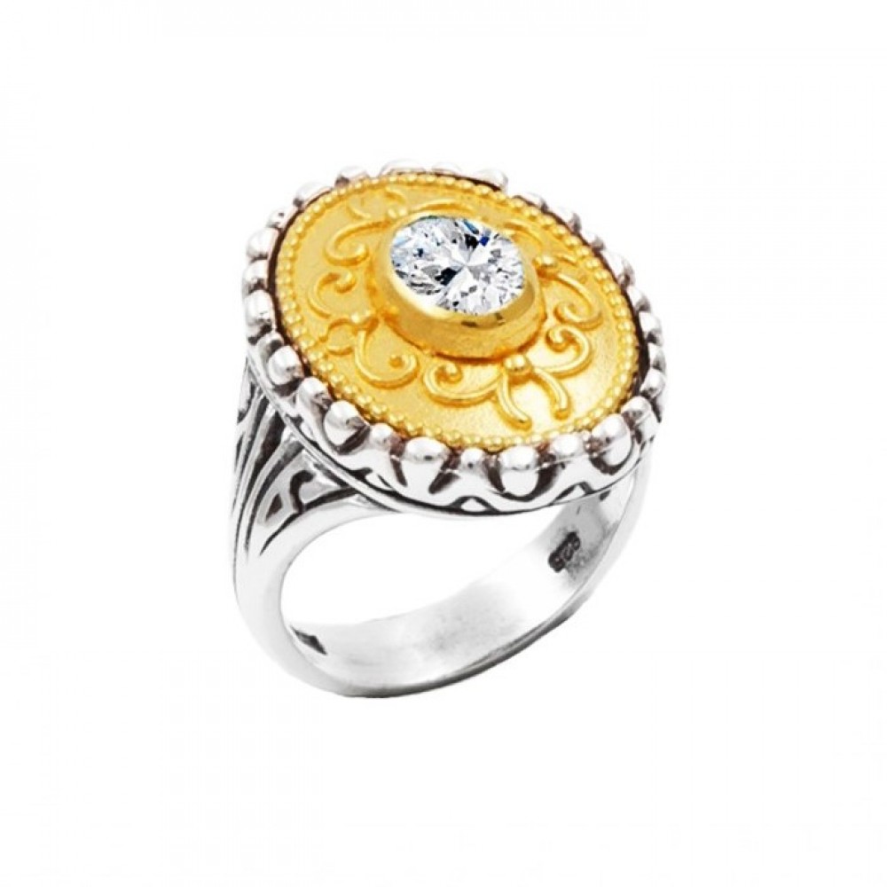 Ασημένιο βυζαντινό δαχτυλίδι χειροποίητο με πέτρα ζιργκόν Ασημένιο βυζαντινό δαχτυλίδι χειροποίητο με πέτρα ζιργκόν