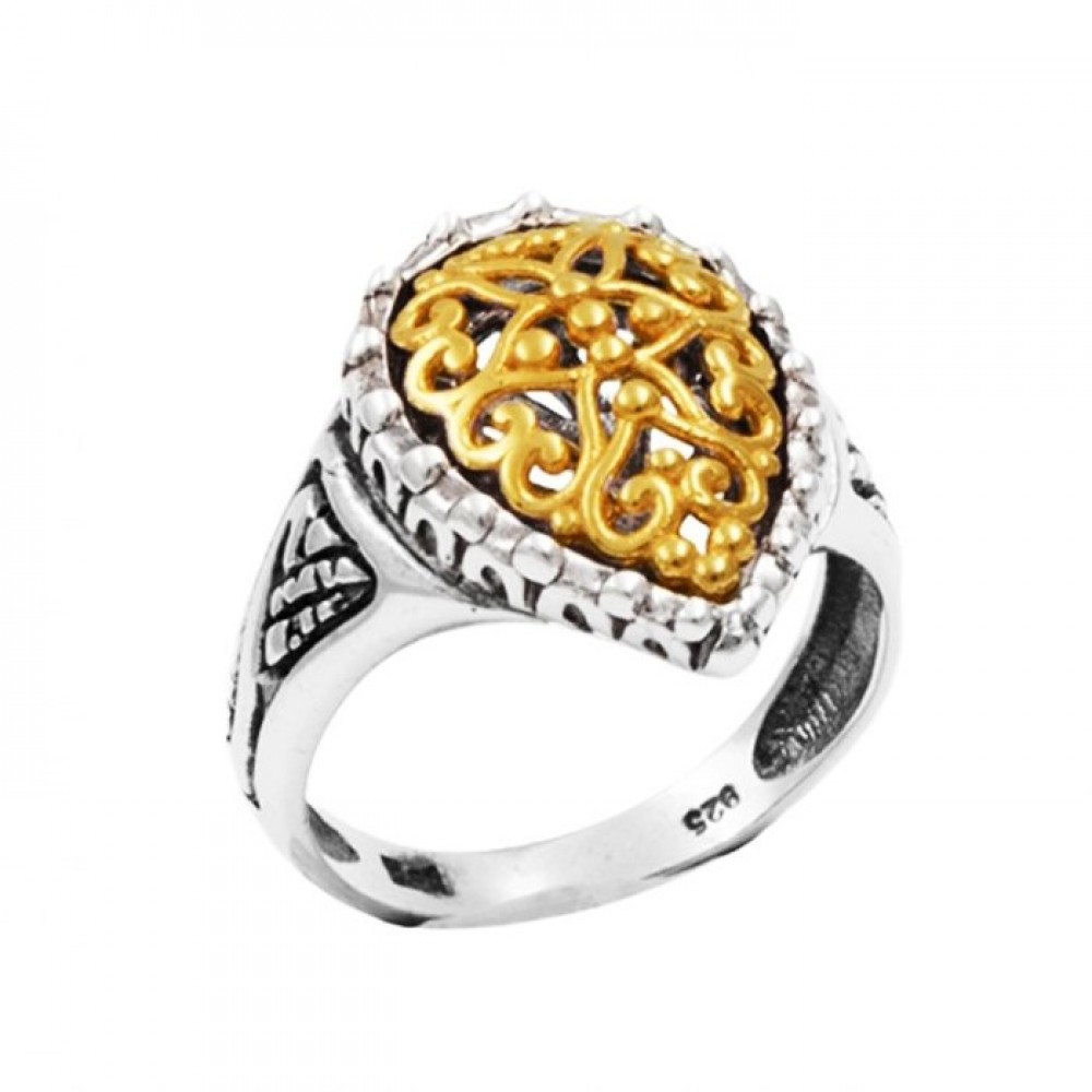 Ασημένιο βυζαντινό δαχτυλίδι χειροποίητο με σχήμα σταγόνας Ασημένιο βυζαντινό δαχτυλίδι χειροποίητο με σχήμα σταγόνας