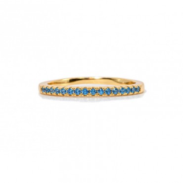 Ασημένιο επίχρυσο δαχτυλίδι μισόβερο με πέτρες aqua-marine Ασημένιο επίχρυσο δαχτυλίδι μισόβερο με πέτρες aqua-marine