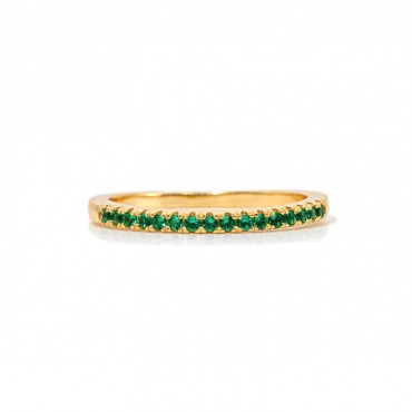 Ασημένιο επίχρυσο δαχτυλίδι μισόβερο με ζιργκόν πράσινες πέτρες Ασημένιο επίχρυσο δαχτυλίδι μισόβερο με ζιργκόν πράσινες πέτρες