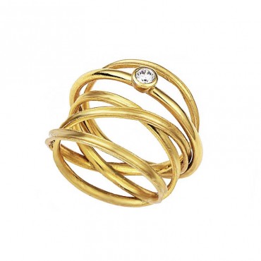 Ασημένιο με επιχρύσωση 18Κ χειροποίητο δαχτυλίδι με πέτρα ζιργκόν Ασημένιο με επιχρύσωση 18Κ χειροποίητο δαχτυλίδι με πέτρα ζιργκόν