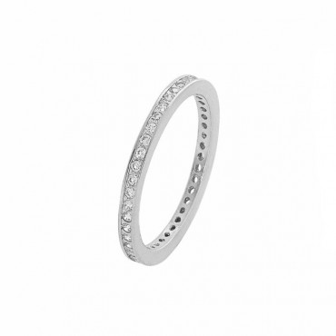 Ασημένιο δαχτυλίδι ολόβερο με λευκές πέτρες ζιργκόν